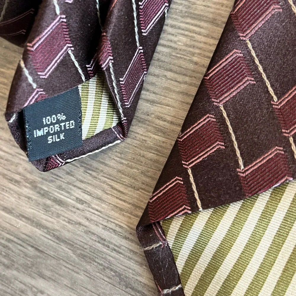 Joseph Abboud Men’s Neck Tie Geometric Print Square Silk Workwear Dressy Formal